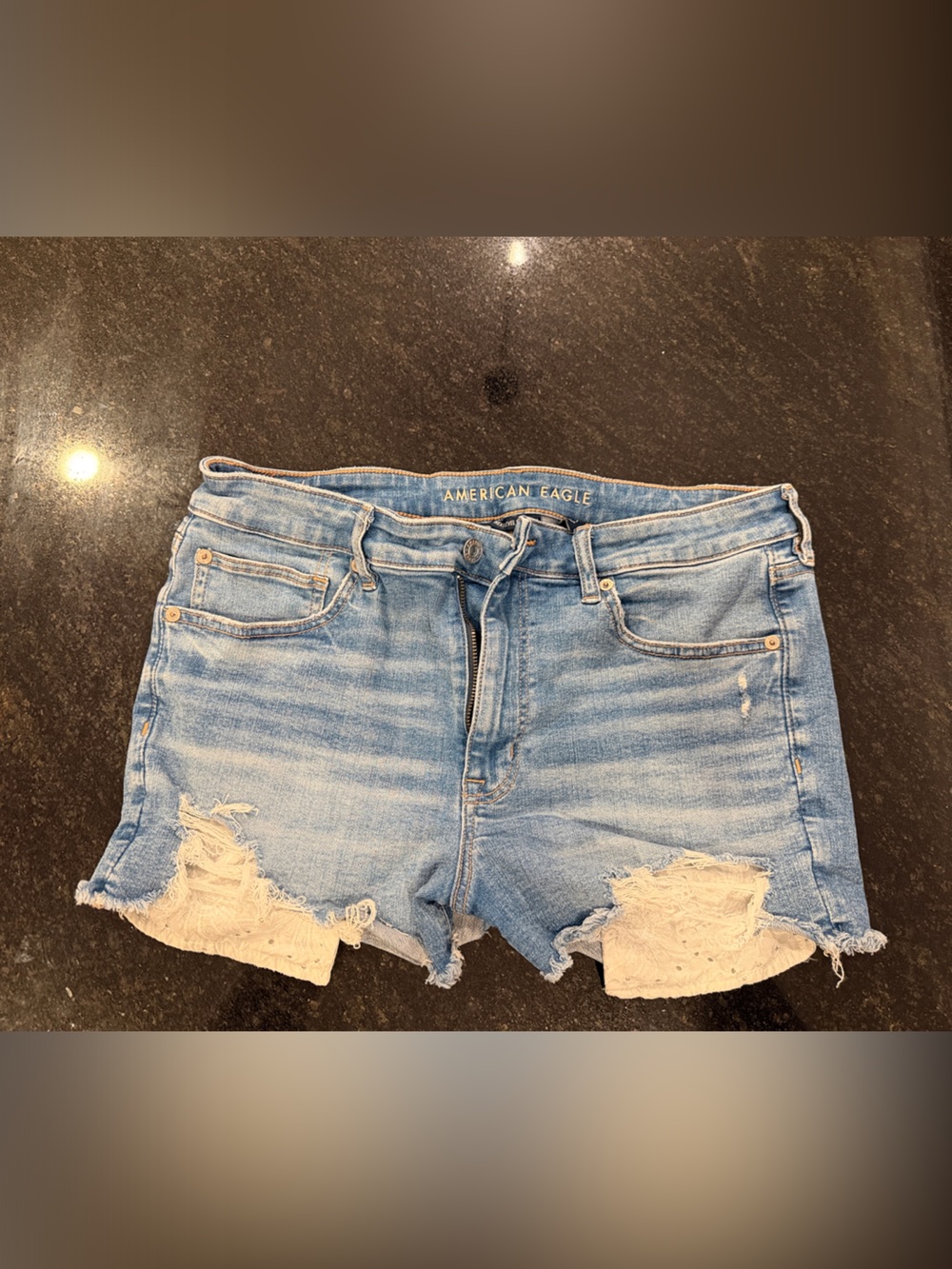 American Eagle Outfitters Denim Shorts with Lace Pockets, Size 12